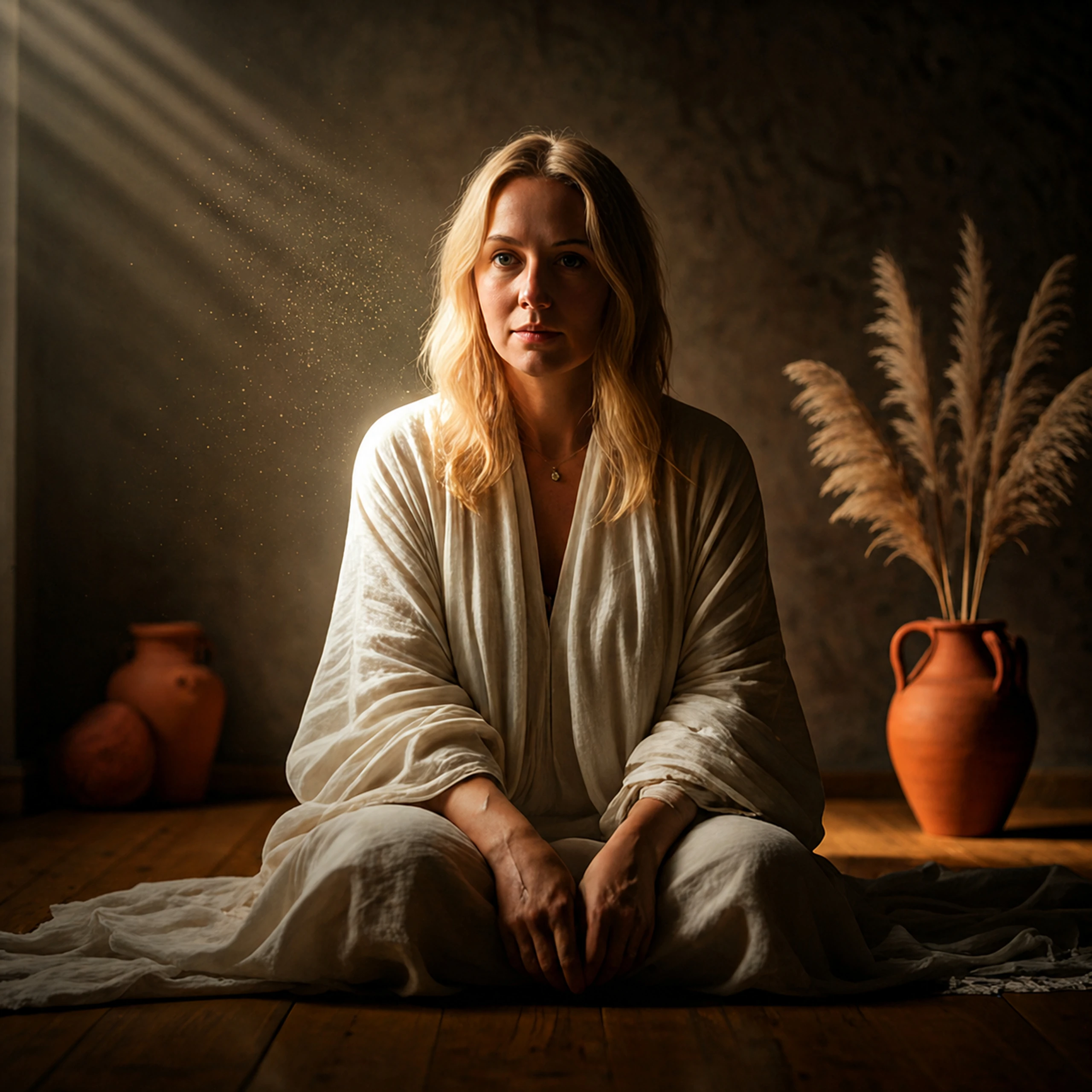Sandra in warmer, natürlicher Atmosphäre