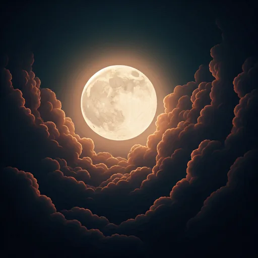 Leuchtender Vollmond über dunklen Wolken als Symbol für weibliche Zyklen